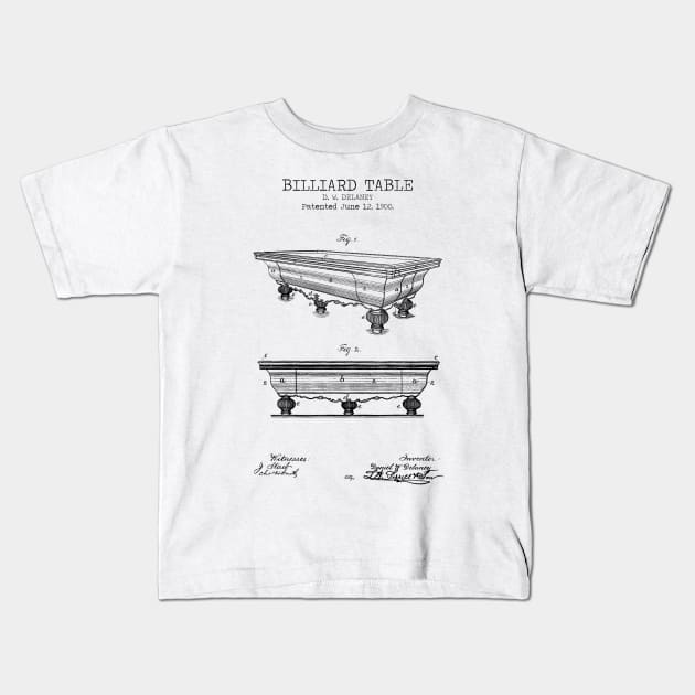 BILLIARD TABLE patent Kids T-Shirt by Dennson Creative